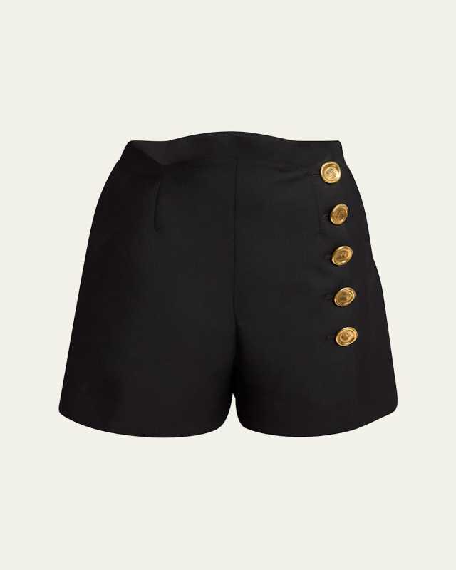 Scalloped Waistband Wool Mohair Sailor Shorts